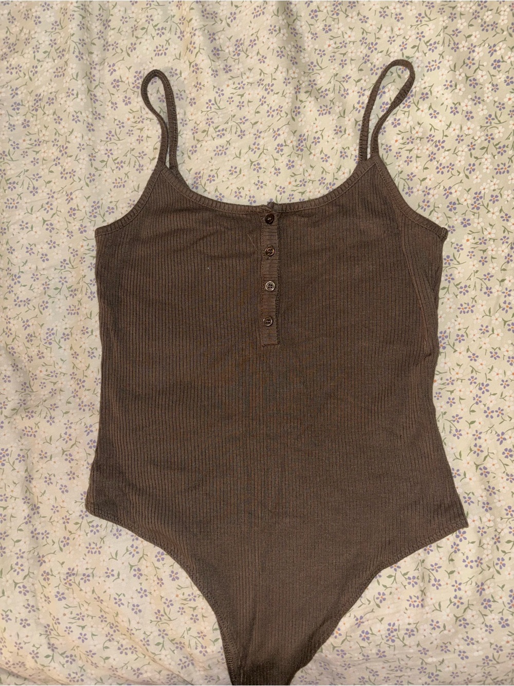 Vintage Garage Ribbed Button-Front Green Bodysuit